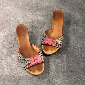 Coach Patterened Multicolor Platform Mule